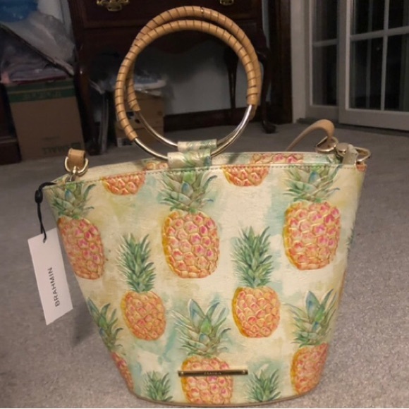 Brahmin Mod Bowie Multi Pompano Purse w Crossbody Strap Pineapple Design 🍍 - Picture 1 of 8
